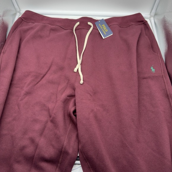 Polo Ralph Lauren Mens 2XLT Double Knit Jogger Burgundy Sweatpants Green Pony